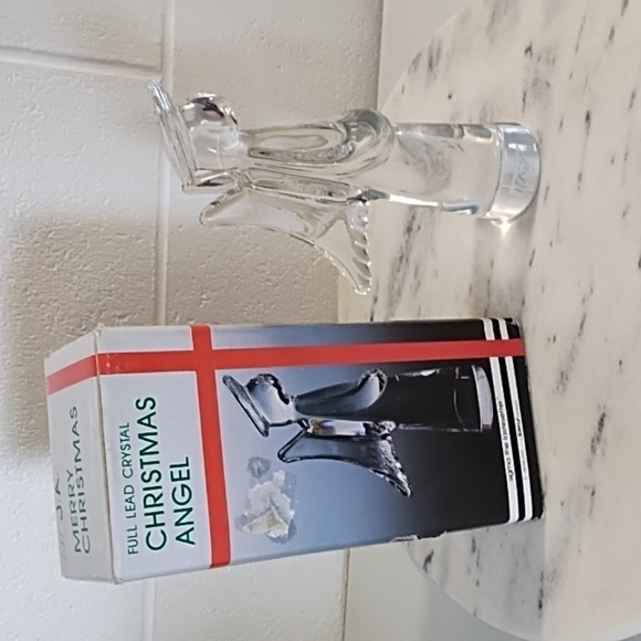 Vintage 9" Tall Clear Lead Chrystal Christmas Angel 2.24LB - Picture 13 of 16